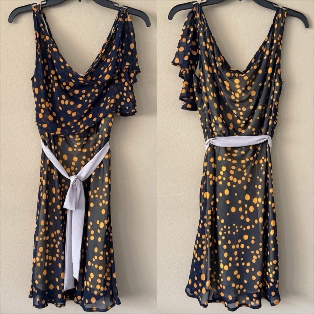 NWT Esley Navy/Gold Dot Sleeveless Dress Size M